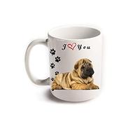 Mug chinois SHAR PEI I I Love You || Tasse à thé en céramique blanche ||| Imprimé des deux côtés des chiens animaux domestiques