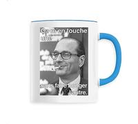 Mug Chirac: ça m'en touche une sans faire bouger l'autre - Imprimé en France - Tasse originale en céramique - Cadeau Anniversaire Chirac French Touch original rigolo (Bleu)