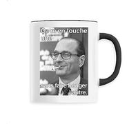 Mug Chirac: ça m'en touche une sans faire bouger l'autre - Imprimé en France - Tasse originale en céramique - Cadeau Anniversaire Chirac French Touch original rigolo (Noir)