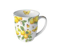 Mug citrons et papillons jaunes en porcelaine fine 400 ml