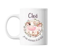 Mug Cloé Amour Et Biberon De Lait Vache Tasse Cadeau Bébé Enfant Multicolore