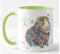 Mug coloré motif cochon d'Inde à poils courts pour animal de compagnie, aquarelle, idée cadeau d'anniversaire, bureau, Noël, thé, café (L vert)
