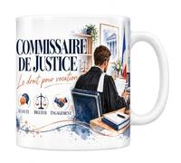 Mug Commissaire de Justice - Le Droit pour Vocation | Mug Céramique 330 ml | Idée Cadeau Original Homme Femme | Passe au Lave-Vaisselle et au Micro-Ondes | Impression Sublimation Haute Définition