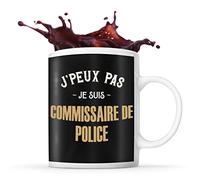 Mug Commissaire de Police J'peux pas | Tasse café métier original pour collègue de travail ami ou famille | Imprimé en France