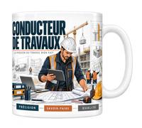 Mug Conducteur de Travaux - La Passion du Travail Bien Fait - 330 ml
