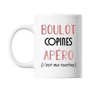 Mug - Copines - C'est Ma Routine - Céramique - 325 Ml - Résistant Lave-Vaisselle Et Micro-Onde