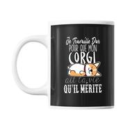 Mug Corgi Je Travaille Dur Tasse Cadeau Personnalisé