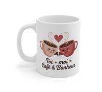 Mug Couple En Amour Toi + Moi Café & Bonheur - Tasses Adorables Main dans la Main