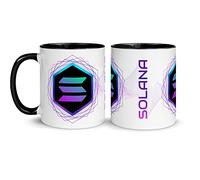 Mug Crypto-monnaie Solana Bitcoin en céramique blanche pour petit-déjeuner 330 ml Cadeaux originaux (Solana-Noir)