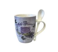 Enesco Mug cuillère Jolie Provence - En céramique - parme - Hauteur 10.5 cm - Largeur 8.5 cm Parme