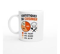 Mug Cuisinier Statistiques du Cuisinier 40% Talent 40% Beurre 20% au Pif | Mug Drôle Cuisinier - Idée Cadeau Originale