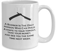 Mug de barbier pas cher, cadeau humoristique pour une remise de diplôme, tasse à café originale pour les travailleurs, tasse à thé en céramique imprimée recto verso pour maman, papa, ami, épouse, mari