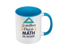 Mug de Couleur Qualité Premium Bleu - Le Meilleur Prof de Math du Monde College Lycee Professeur - Tasse avec anse et intérieur de couleur