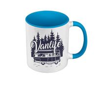 Mug de Couleur Qualité Premium Bleu - Vanlife Voyage Van Camping Car Nature - Tasse avec anse et intérieur de couleur