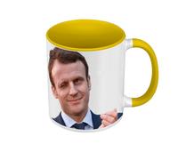 Mug de Couleur Qualité Premium Jaune - Macron Clin d'Oeil President France Humour Meme - Tasse avec anse et intérieur de couleur