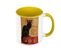 Mug de Couleur Qualité Premium Jaune - Tournee Du Chat Noir Steinlen Retro Vintage Affiches - Tasse avec anse et intérieur de couleur