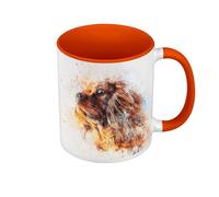 Mug de Couleur Qualité Premium Orange - Cavalier King Charles Peinture Art Petit Chien Marron Mignon - Tasse avec anse et intérieur de couleur