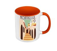 Mug de Couleur Qualité Premium Orange - Montpellier Centre Historique Voyage Tourisme - Tasse avec anse et intérieur de couleur