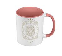 Mug de Couleur Qualité Premium Rose - Lion Cartomancie Signe Astrologie Zodiaque Astres Constellation Tarot - Tasse avec anse et intérieur de couleur