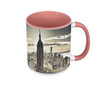 Mug de Couleur Qualité Premium Rose - New York Manhattan Empire State Building Ville Gratte Ciel - Tasse avec anse et intérieur de couleur