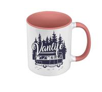 Mug de Couleur Qualité Premium Rose - Vanlife Voyage Van Camping Car Nature - Tasse avec anse et intérieur de couleur