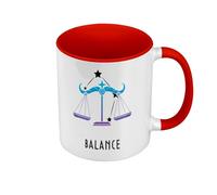 Mug de Couleur Qualité Premium Rouge - Balance Signe Astrologie Prevision Stellaire Céleste Solaire Sideral Etoile - Tasse avec anse et intérieur de couleur