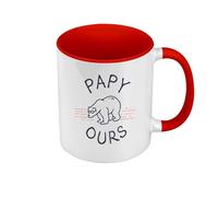 Mug de Couleur Qualité Premium Rouge - Papy Ours Famille Mignon Animal Polaire - Tasse avec anse et intérieur de couleur