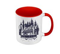 Mug de Couleur Qualité Premium Rouge - Vanlife Voyage Van Camping Car Nature - Tasse avec anse et intérieur de couleur