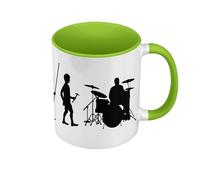 Mug de Couleur Qualité Premium Vert - Evolution Batterie Rock Musique Instrument Musicien - Tasse avec anse et intérieur de couleur