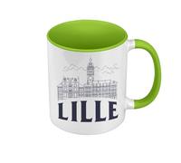 Mug de Couleur Qualité Premium Vert - Lille Minimalist Ville France Nord Histoire - Tasse avec anse et intérieur de couleur