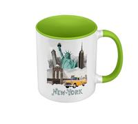 Mug de Couleur Qualité Premium Vert - New York Collage Amérique Voyage Carte Postale - Tasse avec anse et intérieur de couleur