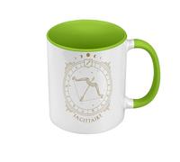 Mug de Couleur Qualité Premium Vert - Sagittaire Cartomancie Signe Astrologie Zodiaque Astres Constellation Tarot - Tasse avec anse et intérieur de couleur
