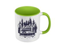 Mug de Couleur Qualité Premium Vert - Vanlife Voyage Van Camping Car Nature - Tasse avec anse et intérieur de couleur