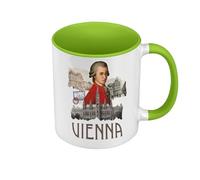Mug de Couleur Qualité Premium Vert - Vienna Vintage Collage Vienne Voyage Autriche Mozart - Tasse avec anse et intérieur de couleur