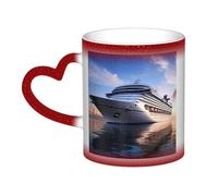 Mug de croisière avec anse 35 cl, mug thermosensible à couleur changeante « Dans le ciel » en céramique, mugs artistiques amusants et magiques, tasse en porcelaine noire, cadeau d'anniversaire pour fe