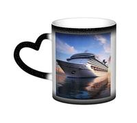 Mug de croisière avec anse 35 cl, mug thermosensible à couleur changeante « Dans le ciel » en céramique, mugs artistiques amusants et magiques, tasse en porcelaine noire, cadeau d'anniversaire pour fe