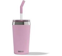 Sigg - Gobelet Isotherme Avec Paille en Verre Durable - Travel Mug Helia Lingonberry - Avec Brosse De Nettoyage - Étanche - Sans BPA - En Acier Inoxydable 18/8 - Yoga & Sport en Salle - Rose - 0,45L