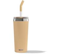 Sigg - Gobelet Isotherme Avec Paille en Verre Durable - Travel Mug Helia Muted Peach - Avec Brosse De Nettoyage - Étanche - Sans BPA - En Acier Inoxydable 18/8 - Yoga & Sport en Salle - Pêche - 0,6L