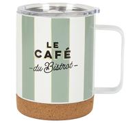 Mug de transport liège et inox AU BISTROT 35 cl coloris vert