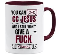 Mug de travail grossier | Cadeau de bureau amusant pour homme et femme | You Can CC Jesus I Still Won't Care | Tasse à café sarcastique pour collègues | Cadeau humoristique audacieux pour adultes |