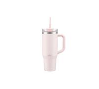 Bodum Mug de voyage 1,2 L - métal, paille, poignée, couvercle, compatible lave-vaisselle - Rose poudré