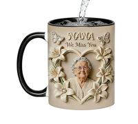Mug décoratif en céramique - 300 ml, Sturdy Elegant | Wreath Design Long Lasting Cup For Hot Cold Coffee Latte Cappuccino Juice Soda Beer Home Office Party Women Grandma Mom Kitchen Tableware Use