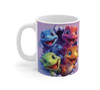 Mug Dino Squad - Tasse en Céramique avec Quatre Dinosaures Adorables, Fun et Couleurs à Vos Matins : Taille - 11oz Taille 11oz