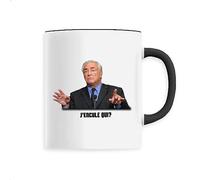 Mug DSK, J'encule qui? - Imprimé en France - Tasse originale en céramique - Cadeau Anniversaire EVG Humour original rigolo (Noir)