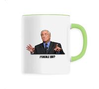 Mug DSK, J'encule qui? - Imprimé en France - Tasse originale en céramique - Cadeau Anniversaire EVG Humour original rigolo (Vert)