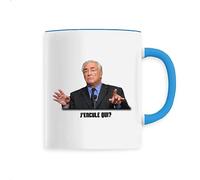 Mug DSK, J'encule qui? - Imprimé en France - Tasse originale en céramique - Cadeau Anniversaire EVG Humour original rigolo (Bleu)