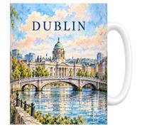Mug Dublin Aquarelle - Le Socle Resté Vide Céramique 330 ml | Mug Dublin Aquarelle, céramique 330 ml