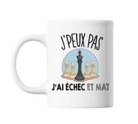 Mug - Echec Et Mat - Blanc - Céramique - 325 Ml - Résistant Lave-Vaisselle Et Micro-Onde