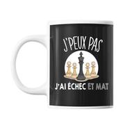 Mug - Échec Et Mat - Noir - Céramique - 325 Ml - Résistant Lave-Vaisselle Et Micro-Onde