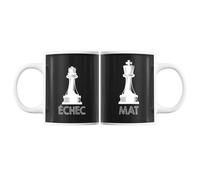 Mug - Échec Et Mat - Tasses Duo Amour - Céramique - Blanc - Contenance 325 Ml